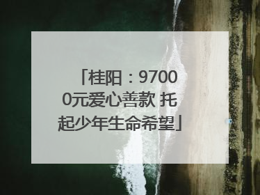桂阳：97000元爱心善款 托起少年生命希望